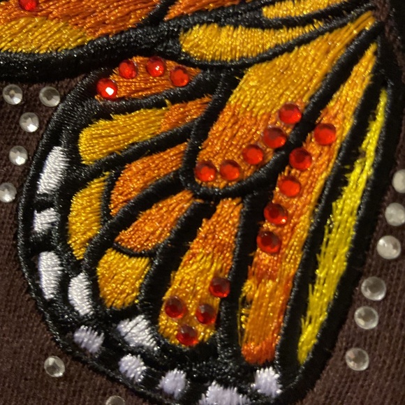 Quacker Factory embroidered Butterfly 3/4 sleeve top L - Picture 4 of 7